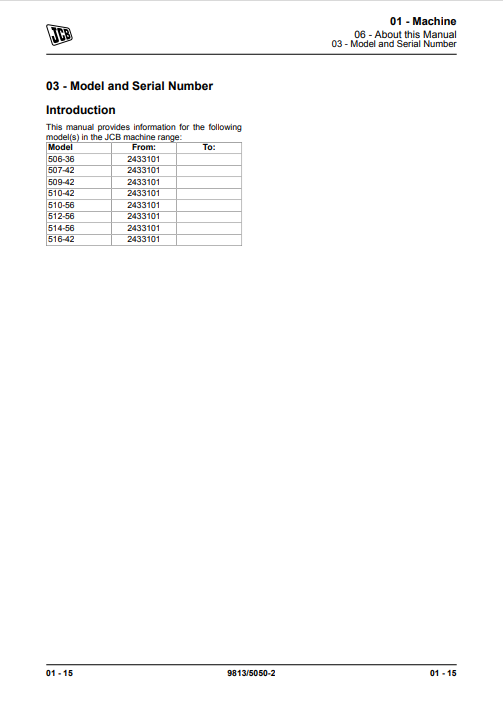 JCB 506-36, 507-42, 509-42, 510-42, 510-56, 512-56, 514-56, 516-42 Loadall Service Repair Manual - Image 6