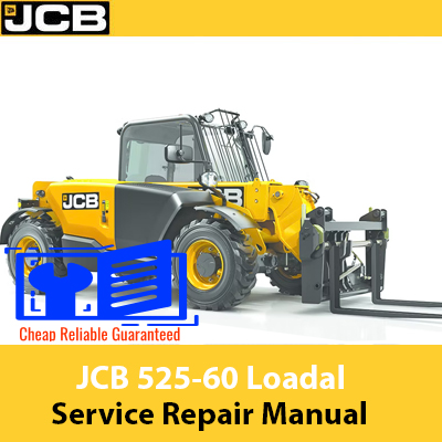 JCB 525-60 Loadall Service Repair Manual cover featuring the model and technical illustrations for maintenance guidance