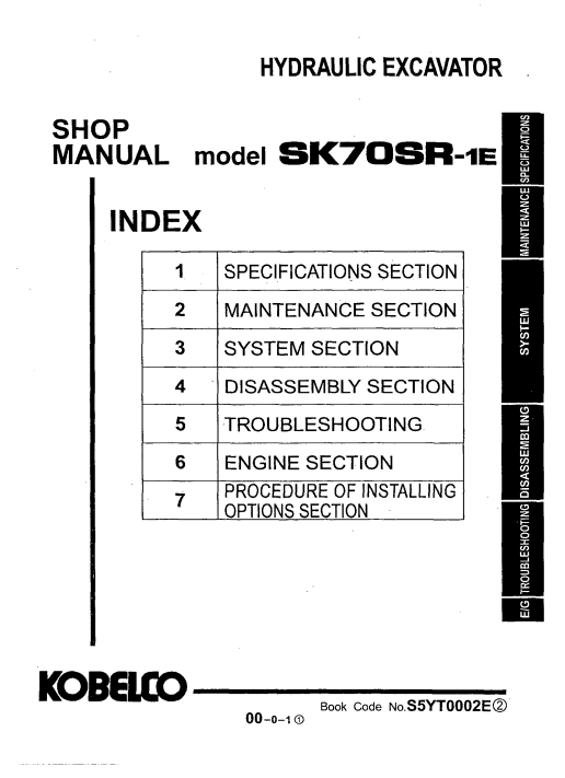 Kobelco SK70SR-1E Excavator Service Repair Manual - Image 3