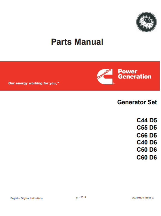 Cummins Generator Set C44 , C55 , C66 , C40 , C50 , C60 Parts Manual - Image 2