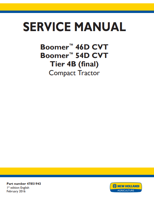 New Holland 46D-CVT, New Holland 54D-CVT Boomer Tractor Service Repair Manual - Image 2