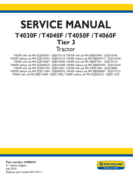 New Holland T4030F, New Holland T4040F, New Holland T4050F, New Holland T4060F Tractor Service Repair Manual - Image 2