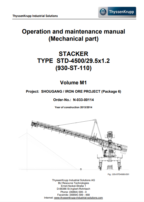 Thyssen Krupp Stacker STD-4500/29.5x1.2 (930-ST-110) Operation and maintenance manual - Image 2