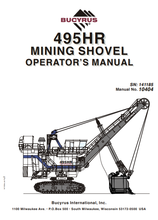 Bucyrus 495HR Mining Shovel Operator's Manual - Image 2