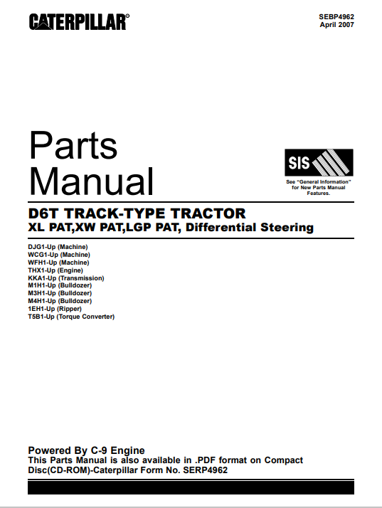 Caterpillar D6T TRACK-TYPE Dozer Parts Manual - Image 2