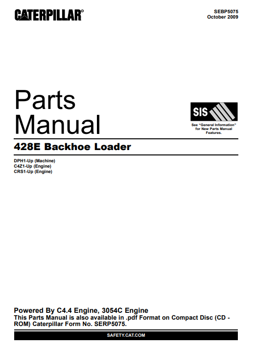 Caterpillar 428E Backhoe Loader Parts Manual - Image 2