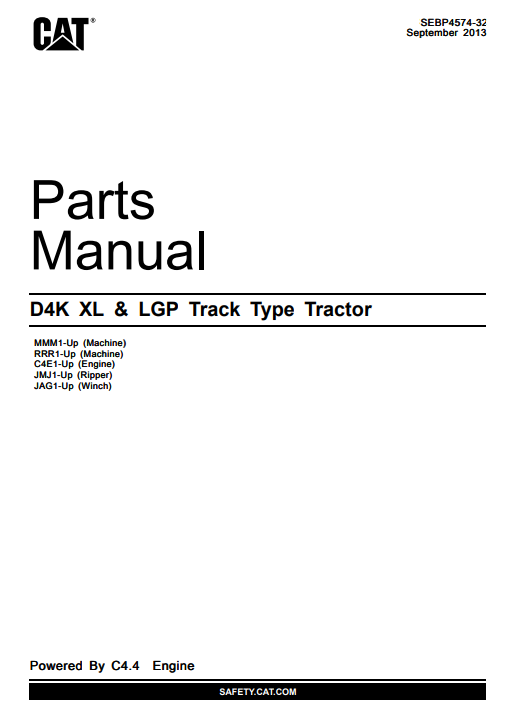 Caterpillar D4K XL & LGP TRACK-TYPE Dozer Parts Manual - Image 2