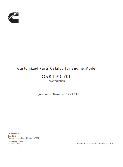 Cummins QSK 19-C700 Engine Parts Catalog - Image 2