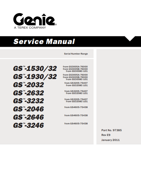 Genie GS-1530-32, GS-1930-32, GS-2032, GS-2632, GS-3232, GS-2046, GS-2646, GS-3246 Service Repair Manual - Image 2