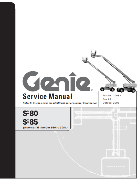 Genie S-80, Genie S-85 Articulating Boom Lift Service Repair Manual - Image 2