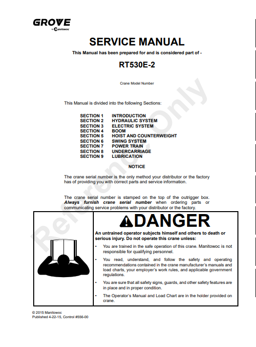 Grove RT530E-2 Crane Service and Maintenance Manual - Image 2