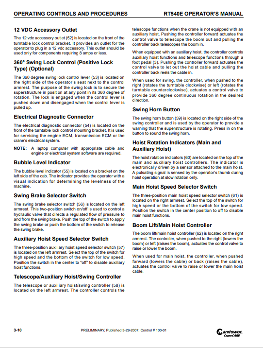 Grove RT540E Crane Operator's Manual - Image 3