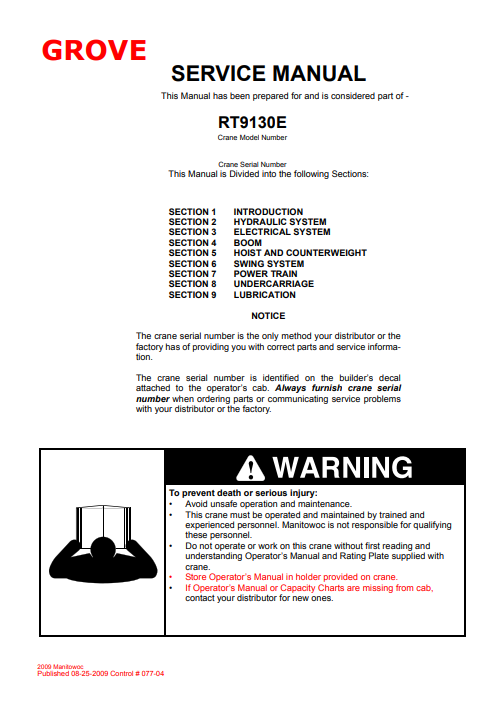 Grove RT9130E Crane Service Repair Manual - Image 2