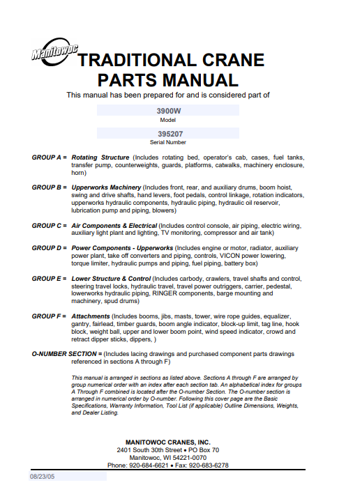 Manitowoc 3900W Crane Parts Manual - Image 2