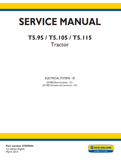 New Holland T5.95, New Holland T5.105, New Holland T5.115 Tractor Service Repair Manual (Electrical system) - Image 2