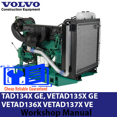 Workshop manual cover for Volvo TAD134X GE, VETAD135X GE, VETAD136X, and VETAD137X VE engines