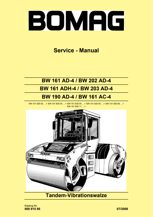 Bomag BW 161 AD-4, BW 202 AD-4, BW 161 ADH-4, BW 203 AD-4, BW 190 AD-4, BW 161 AC-4 Service Repair Manual - Image 2