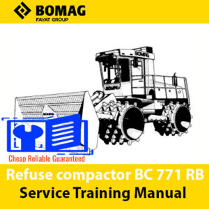 Bomag BC771 RB Refuse Compactor Service Training Manual cover featuring the machine and technical illustrations