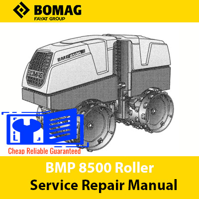 Service repair manual for Bomag BMP 8500 Roller, showcasing detailed diagrams and maintenance instructions