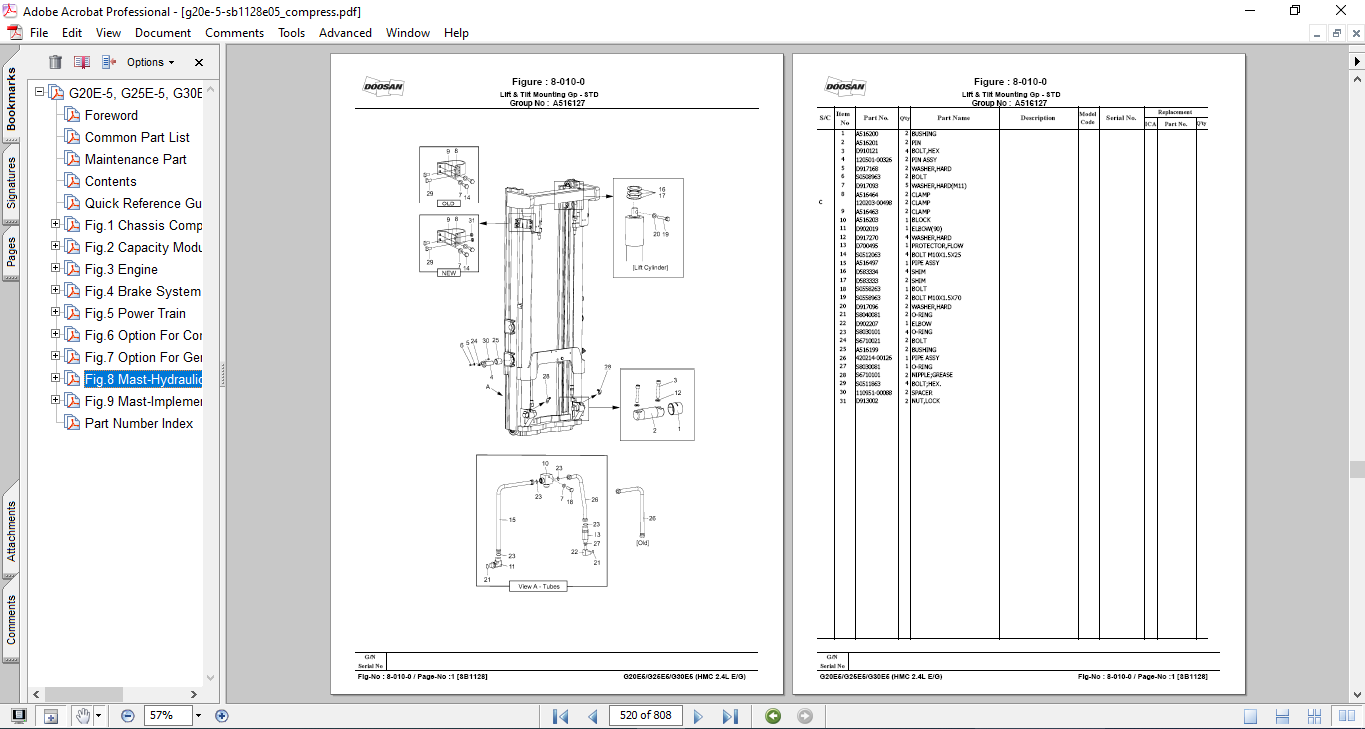 Doosan G20E-5, Doosan G25E-5, Doosan G30E-5 Parts Manual - Image 4