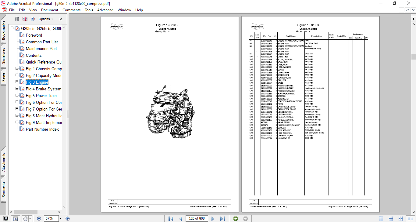 Doosan G20E-5, Doosan G25E-5, Doosan G30E-5 Parts Manual - Image 5