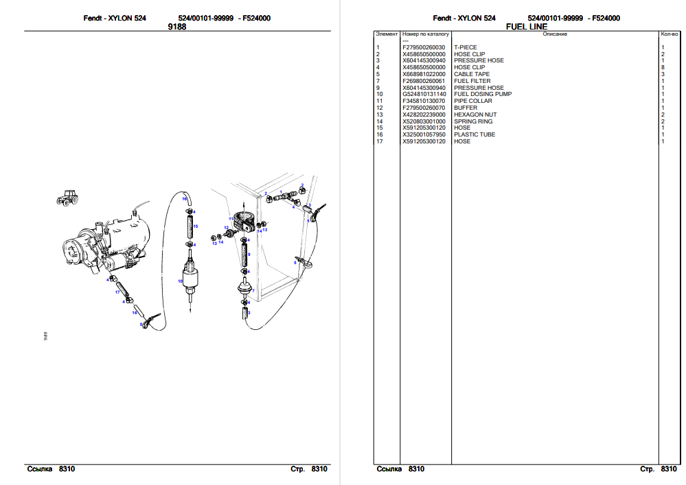 FENDT Xylon 524 Tractor Parts Manual - Image 2