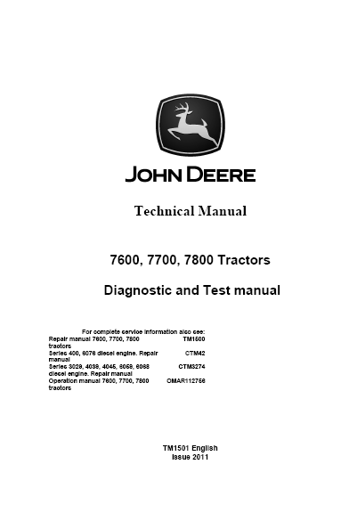 John Deere 7600, John Deere 7700, John Deere 7800 Tractor Technical Manual - Image 2