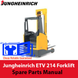 Jungheinrich ETV 214 Forklift spare parts manual cover featuring detailed diagrams and part listings for maintenance