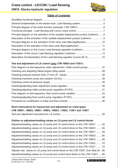 Liebherr Service Manual (Crane control Load Sensing with LICCON) - Image 3