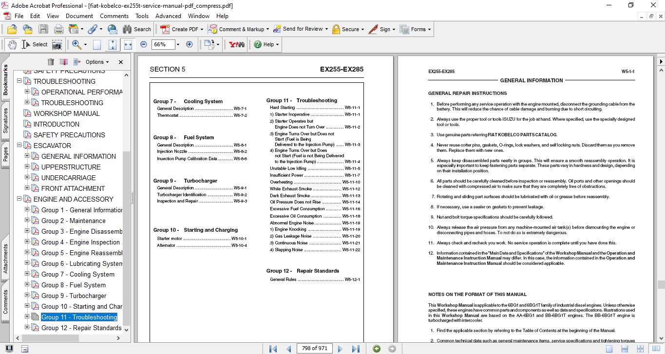Fiat Kobelco EX255, Fiat Kobelco EX285 Tier2 Excavator Service Repair Manual - Image 6