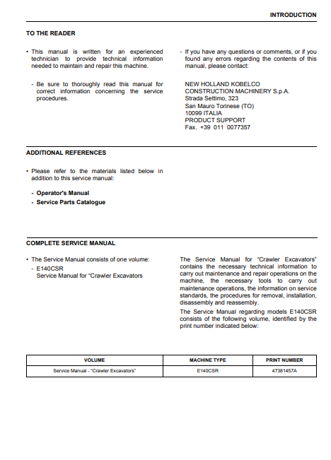New Holland E140CSR Excavator Service Repair Manual - Image 2
