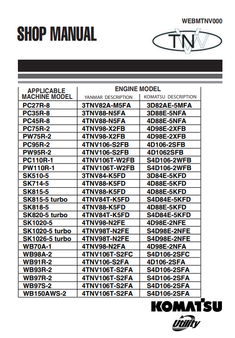 Yanmar Engine Workshop Repair Manual for Komatsu Product - Image 3