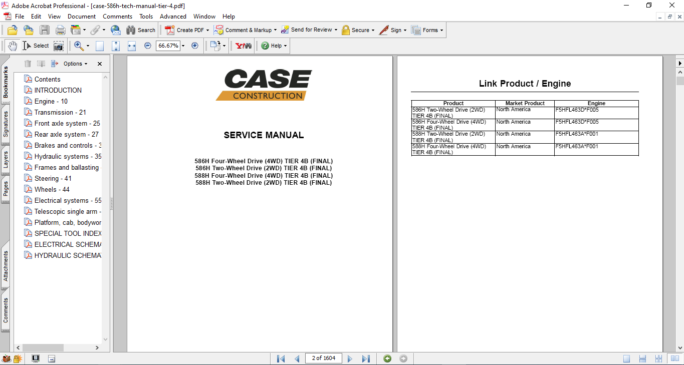 Case 586H , Case 588H Rough Terrain Forklift Service Repair Manual - Image 2