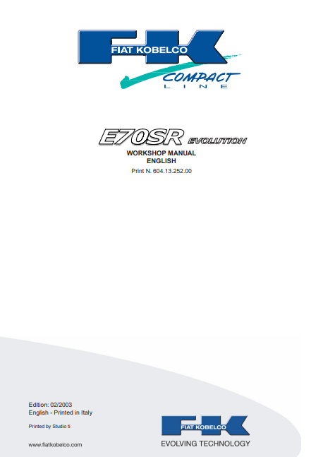 Fiat Kobelco E70SR Evolution Workshop Repair Manual - Image 2