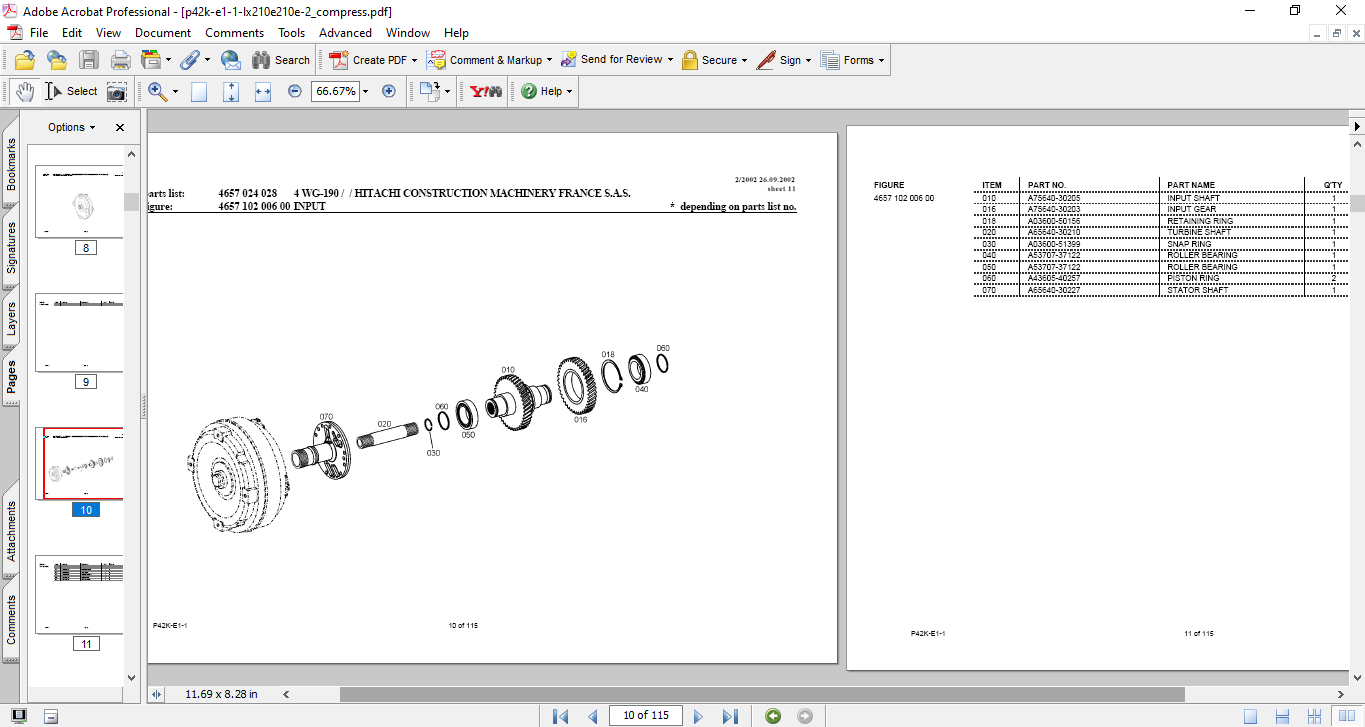 Hitachi LX210E, LX210E-2 Wheel Loader Parts Catalog - Image 3