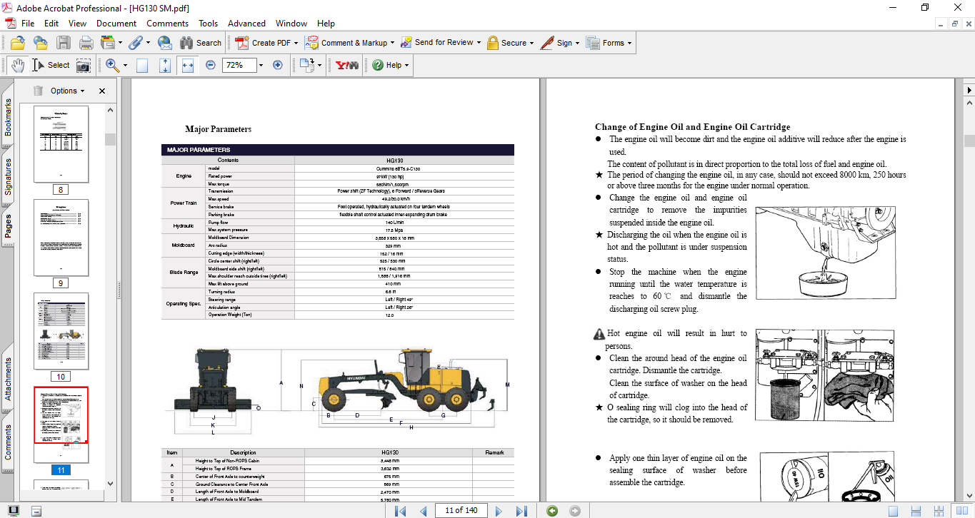 Hyundai HG130 Motor Grader Installation and Maintenance Manual - Image 5