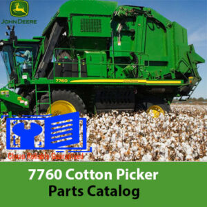 John Deere 7760 Cotton Picker Parts Catalog, displaying parts listings and technical illustrations for cotton picker maintenance