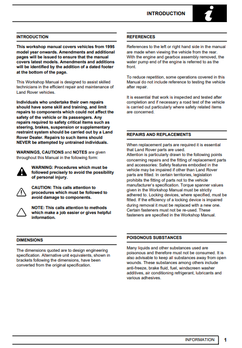 Land Rover Discovery Workshop Repair Manual - (from1995model year onwards) - Image 3