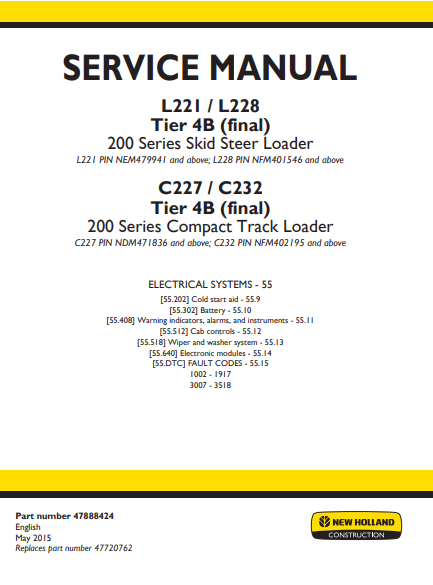 New Holland L221 , New Holland L228 , New Holland C227 , New Holland C232 200 Series Loader Service Repair Manual (Full set of collection) - Image 2