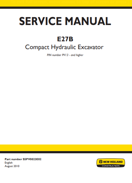 New Holland E27B Excavator Service Repair Manual - Image 2