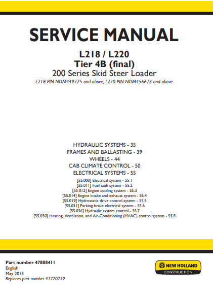 New Holland L218 , New Holland L220 Tier 4B (final) skid steer Service Repair Manual (Full set of collection) - Image 2