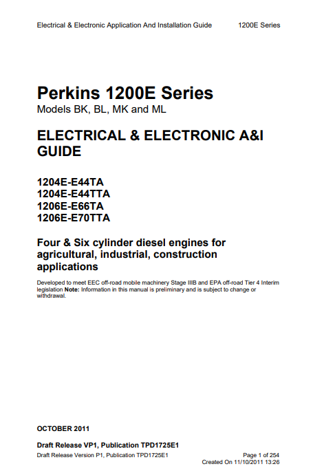 Perkins 1200E Series Electrical & Electronic Application And Installation Guide - Image 2