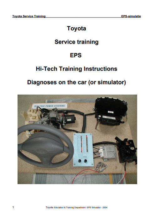 Toyota Service Training EPS Hi-Tech Training Instructions - Image 2