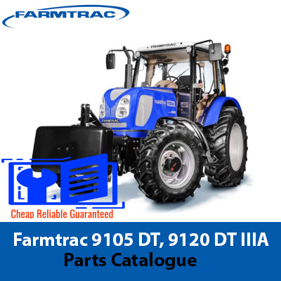 Comprehensive parts catalogue for Farmtrac 9105 DT and 9120 DT IIIA, featuring diagrams and details for efficient maintenance