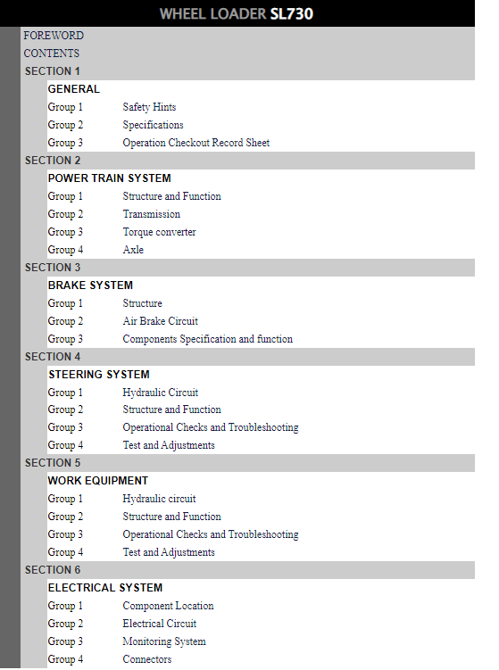 Hyundai SL730 Wheel Loader Service Repair Manual - Image 2