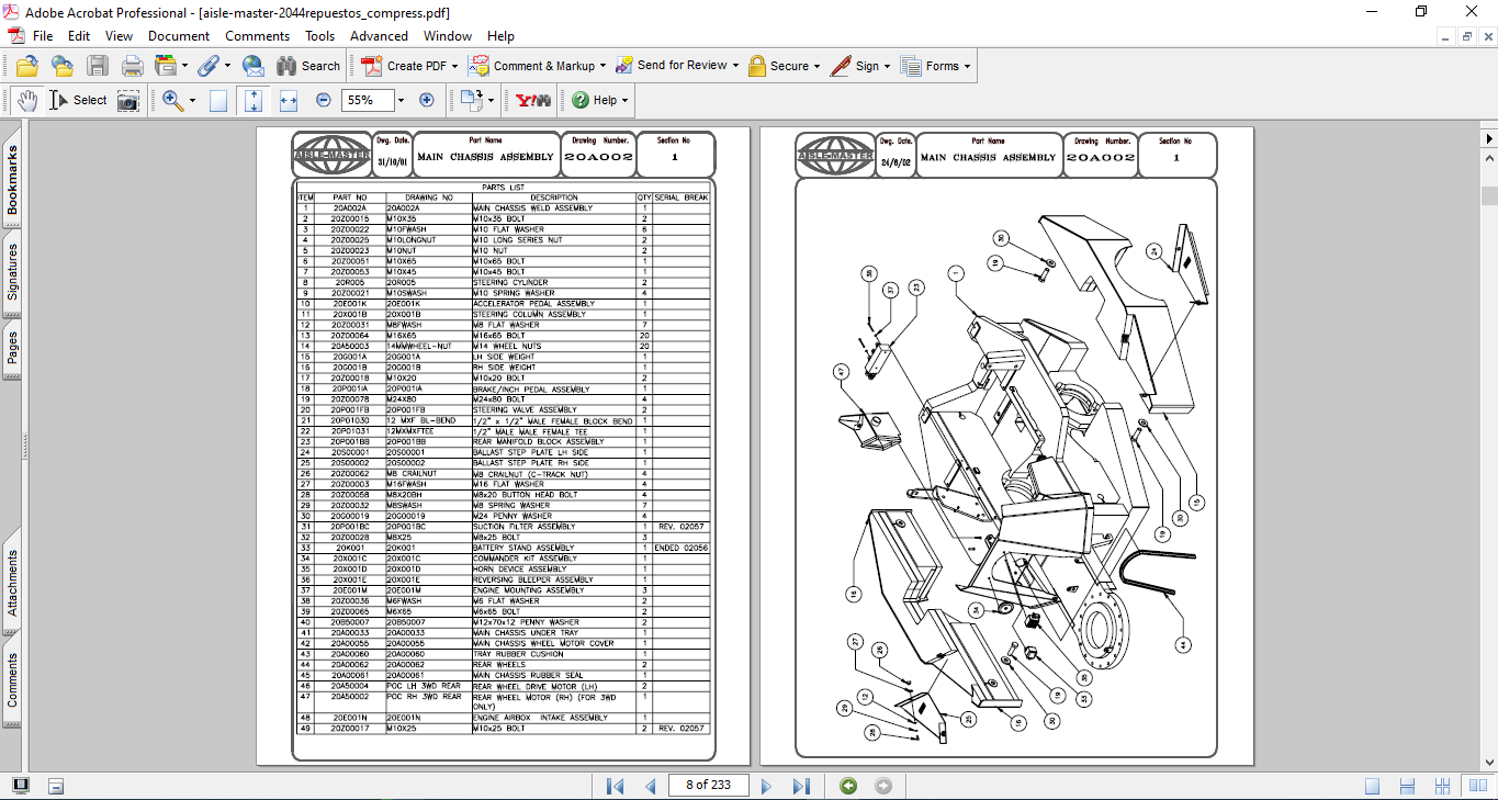 Aisle Master Forklift 20 & 44 Spare Parts Manual - Image 3