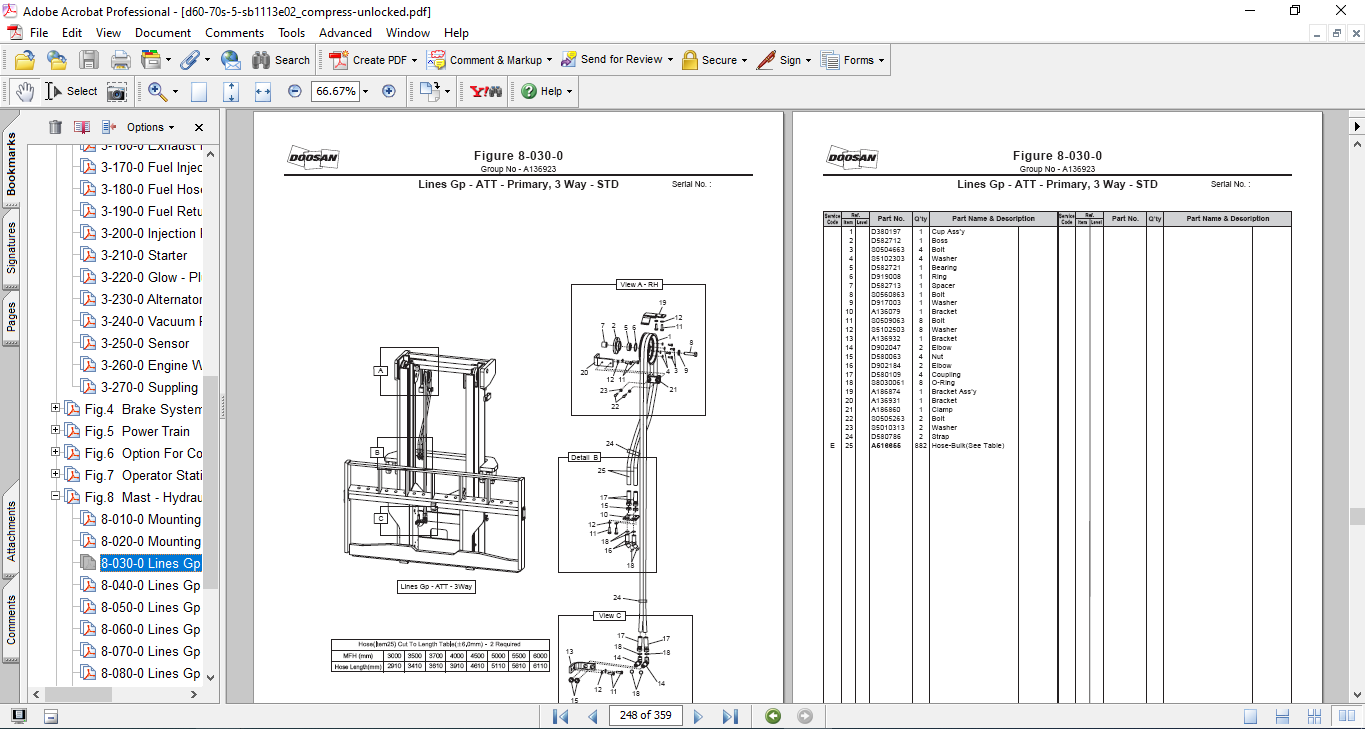 Doosan D60S-5 , Doosan D70S-5 Forklift Parts Manual - Image 4