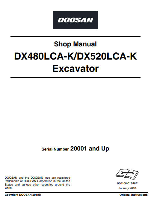 Doosan DX480LCA-K, Doosan DX520LCA-K Excavator Workshop Repair Manual - Image 2