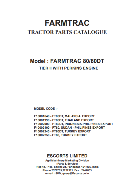 Farmtrac F80, Farmtrac 80DT Tractor Parts Catalogue - Image 3