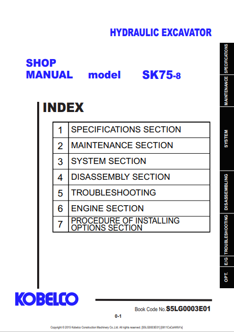 Kobelco SK75-8 Excavator Workshop Repair Manual - Image 2